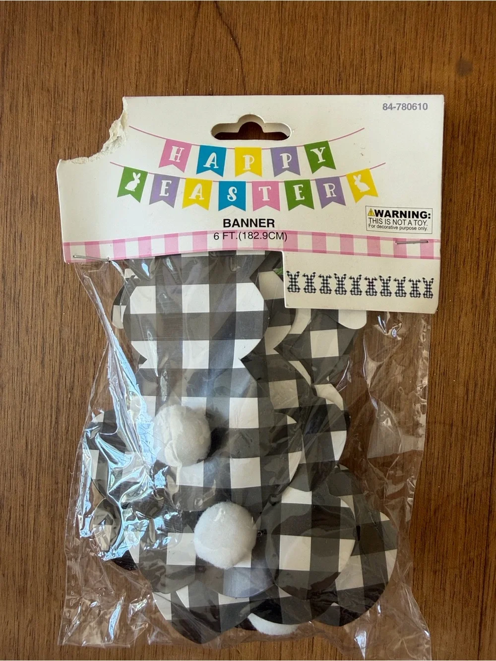 Hobby Lobby Black & White bunny Easter Buffalo Check Party Banner